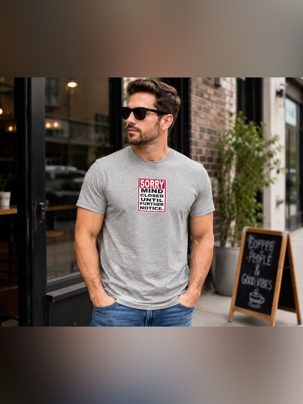 Urban Pipeline Sorry Mind Closed Funny Graphic Tee Gray XXL